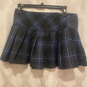 Blue plaid school girl mini skirt